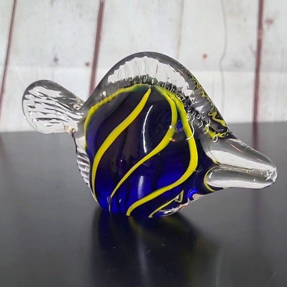 Murano Style Blue Yellow Glass Figurine Angelfish Fish Swordfish Unmarked 6 Inch - Picture 7 of 16